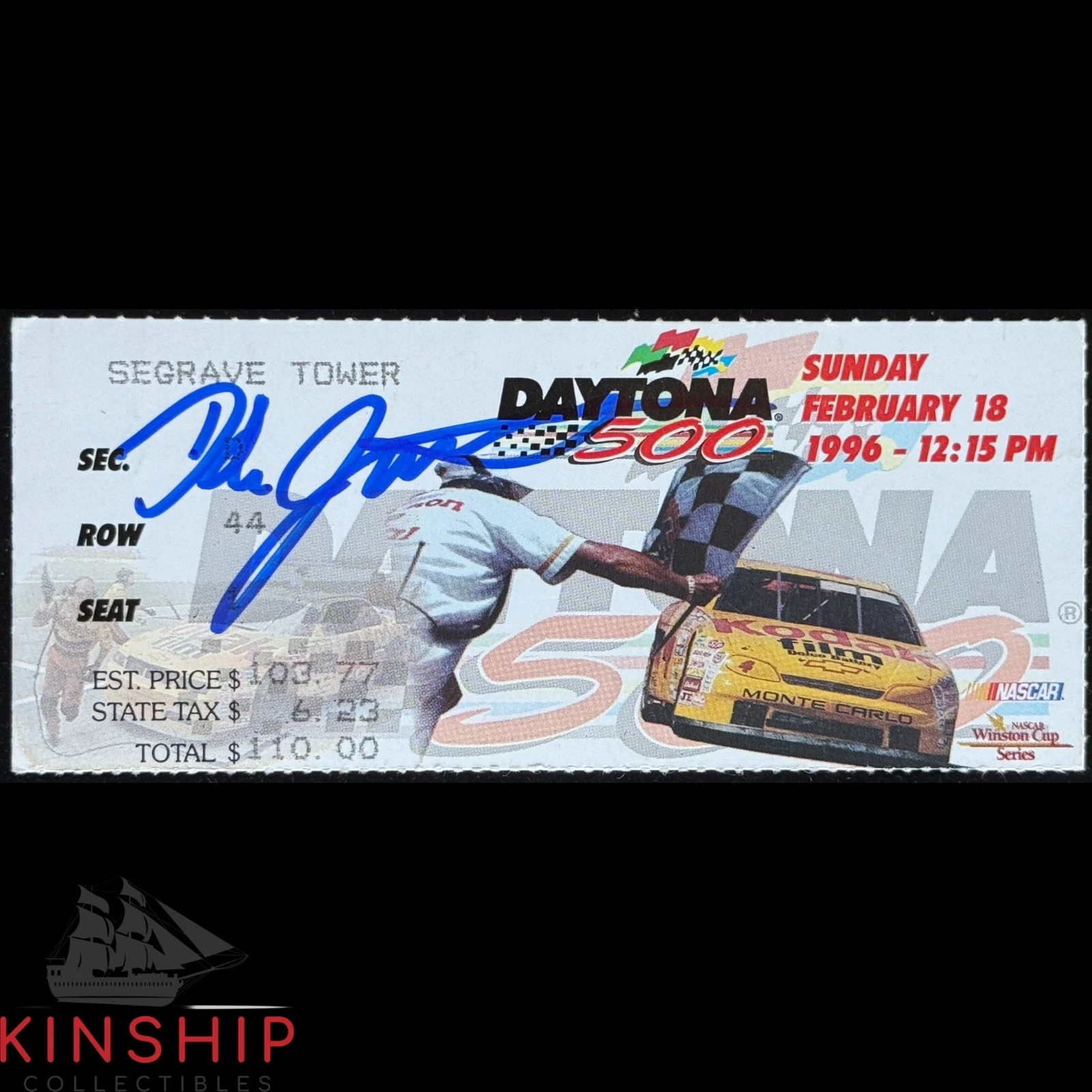 Dale Jarrett signed 1996 Daytona 500 Ticket JSA COA NASCAR Auto Z2409