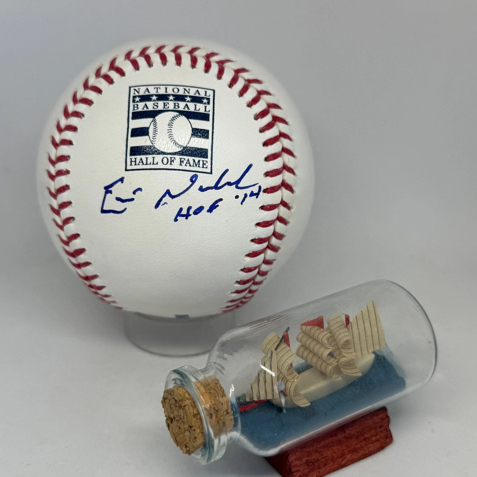 Eric Nadel signed Rawlings HOF Logo Baseball JSA COA HOF Inscribed Auto A4214