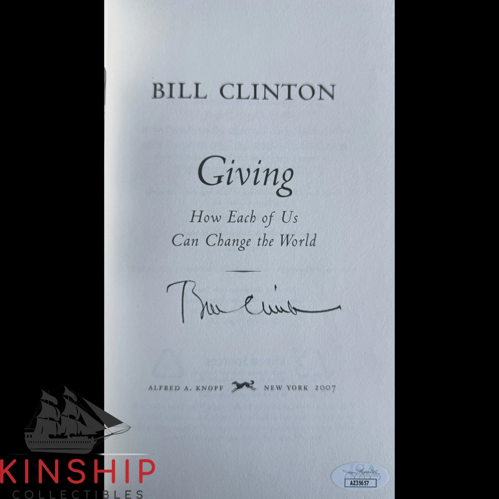 President Bill Clinton signed Giving Book JSA COA Bold Auto E354