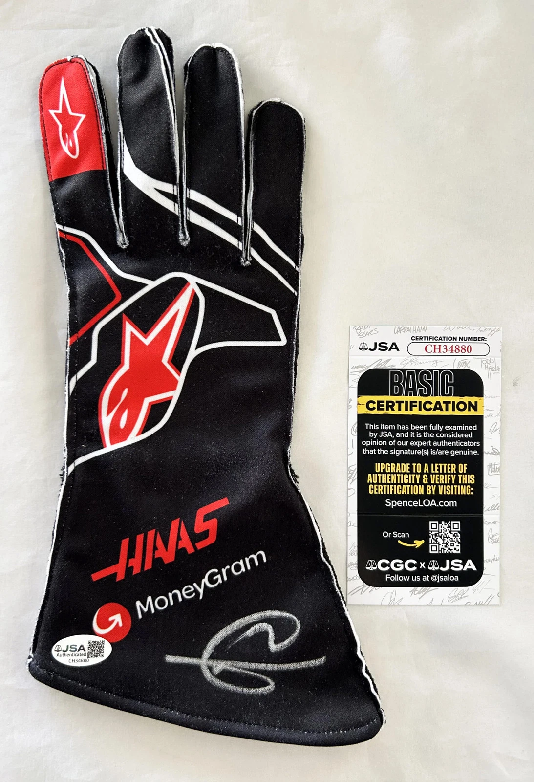 Romain Grosjean Signed Racing Glove Haas F1 JSA 1 COA
