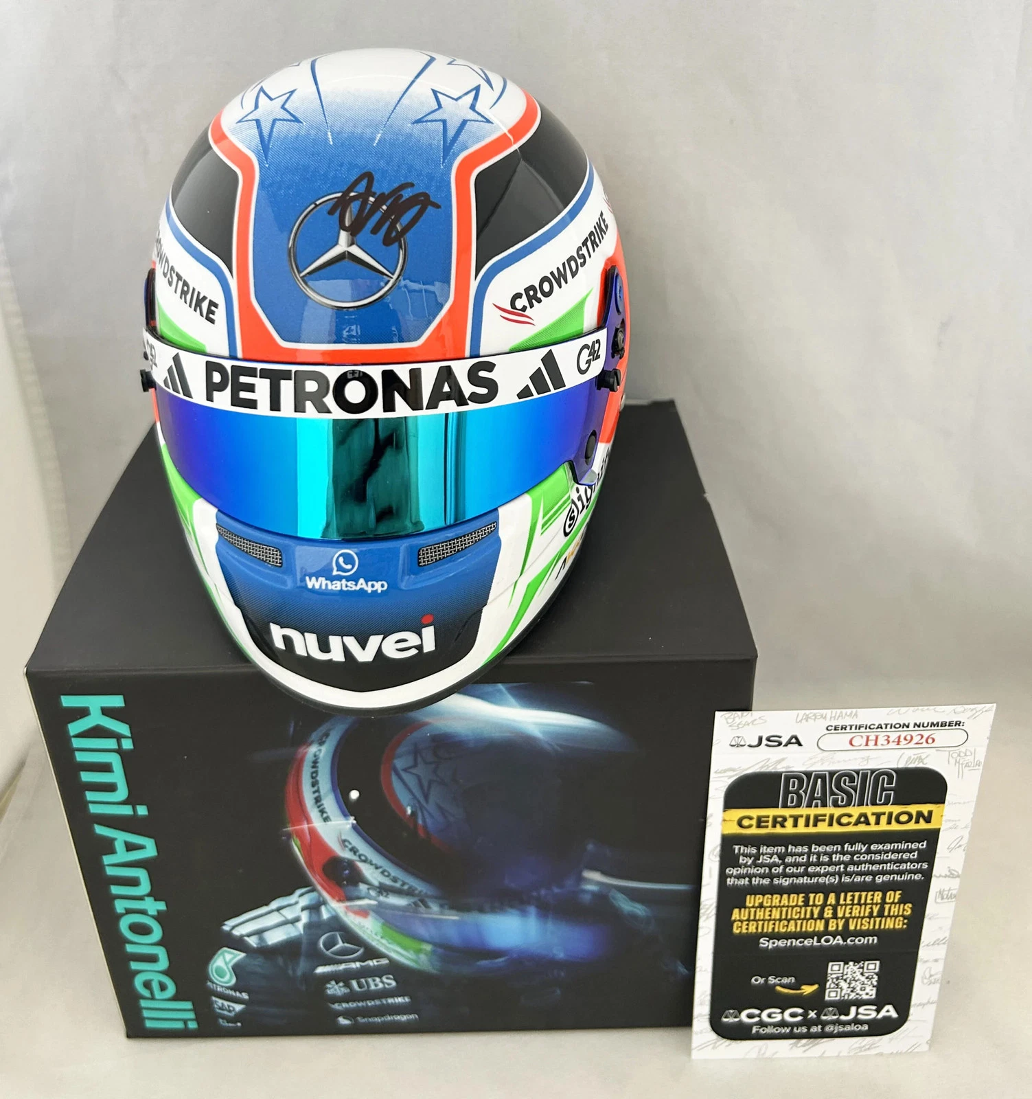 Andrea Kimi Antonelli Signed Helmet 1:2 Mercedes 2025 Season F1 JSA COA