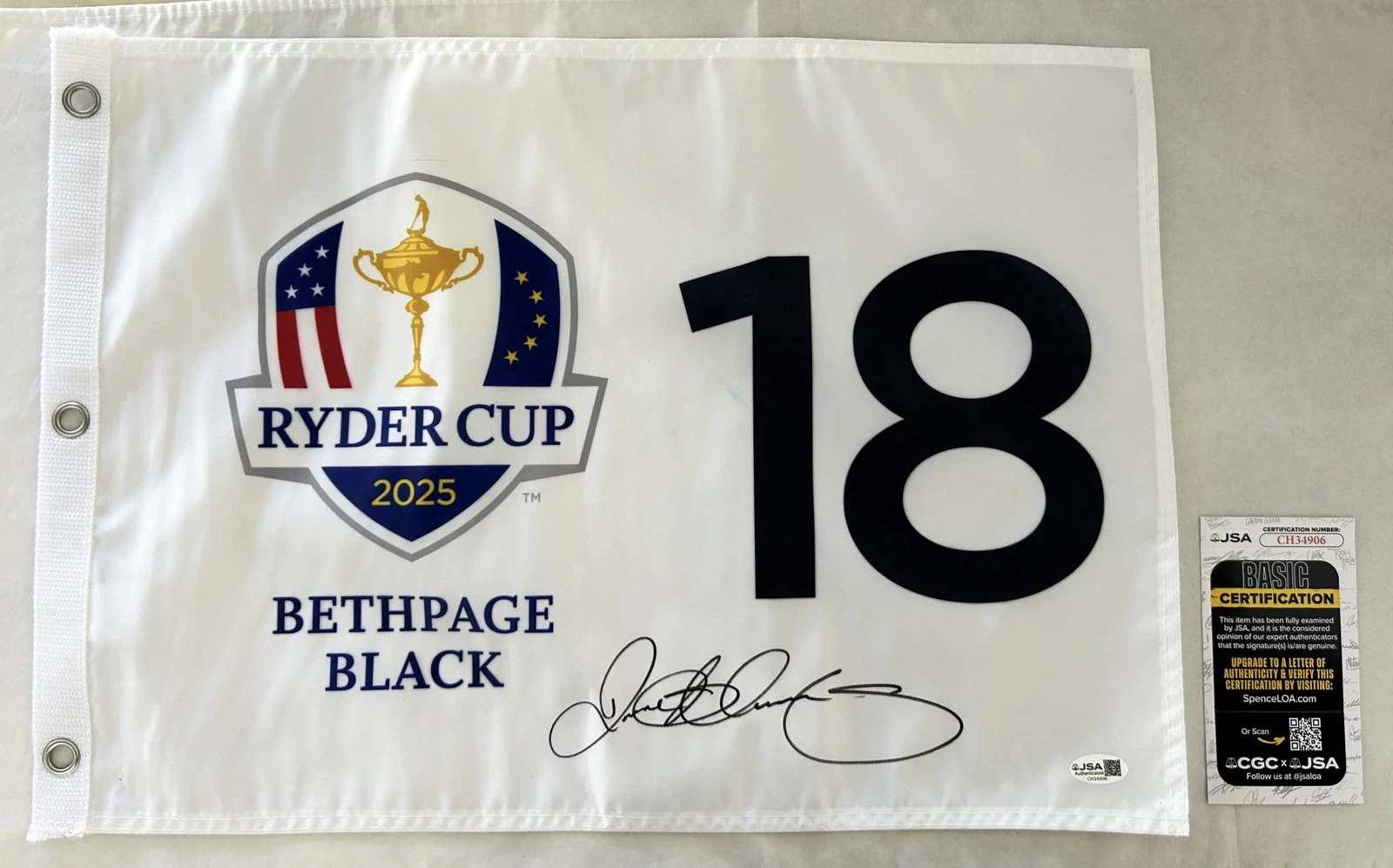 Rory McIlroy Signed Golf Flag 2025 Ryder Cup JSA 2 COA
