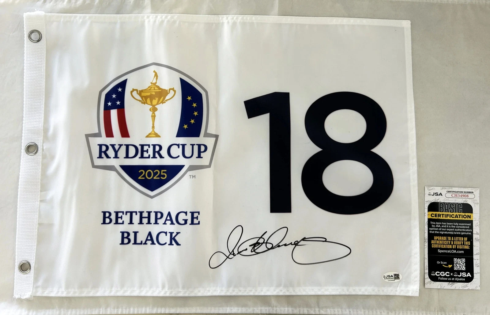 Rory McIlroy Signed Golf Flag 2025 Ryder Cup JSA COA