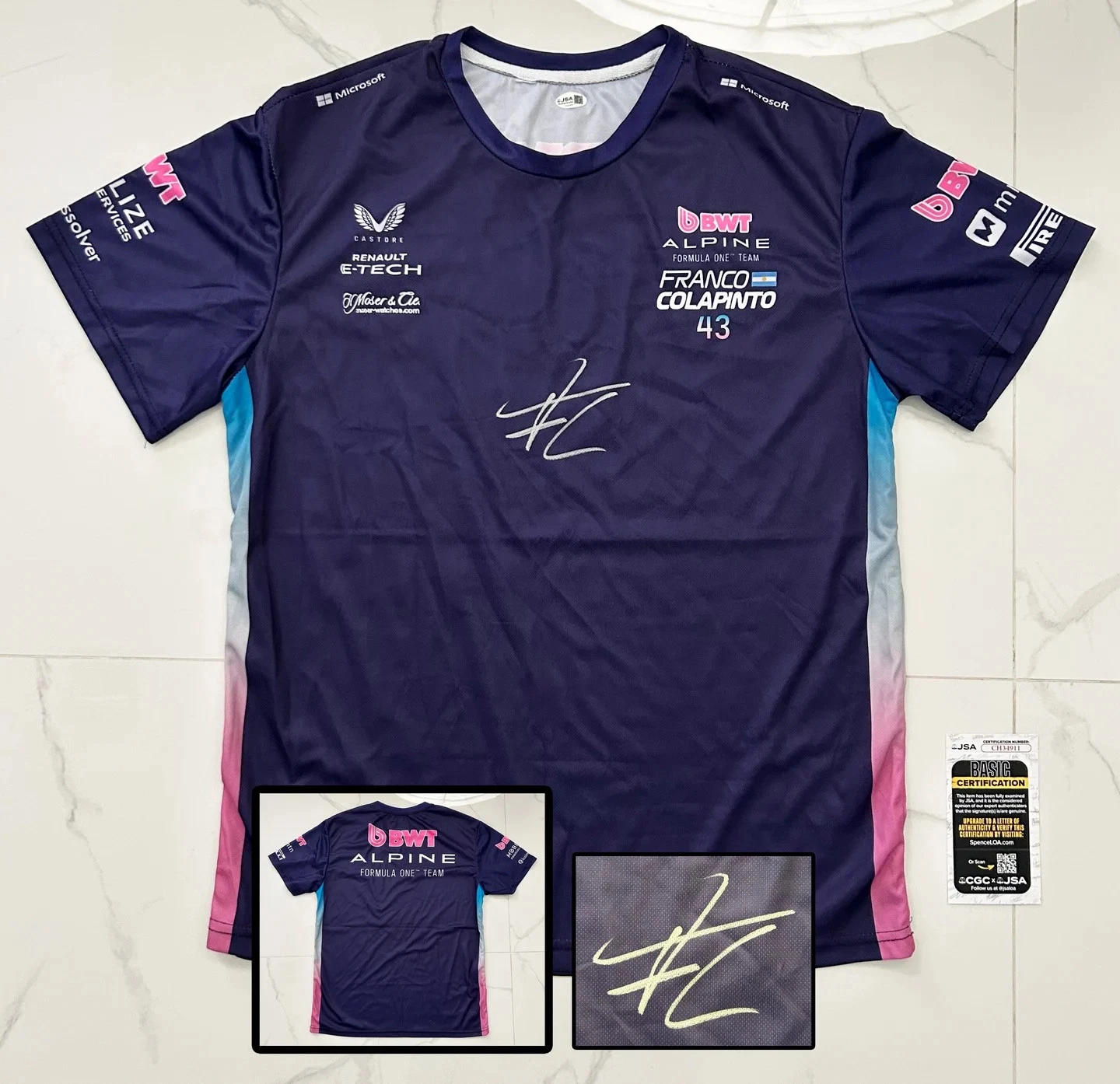 Franco Colapinto Signed Shirt Alpine Formula 1 F1 JSA COA