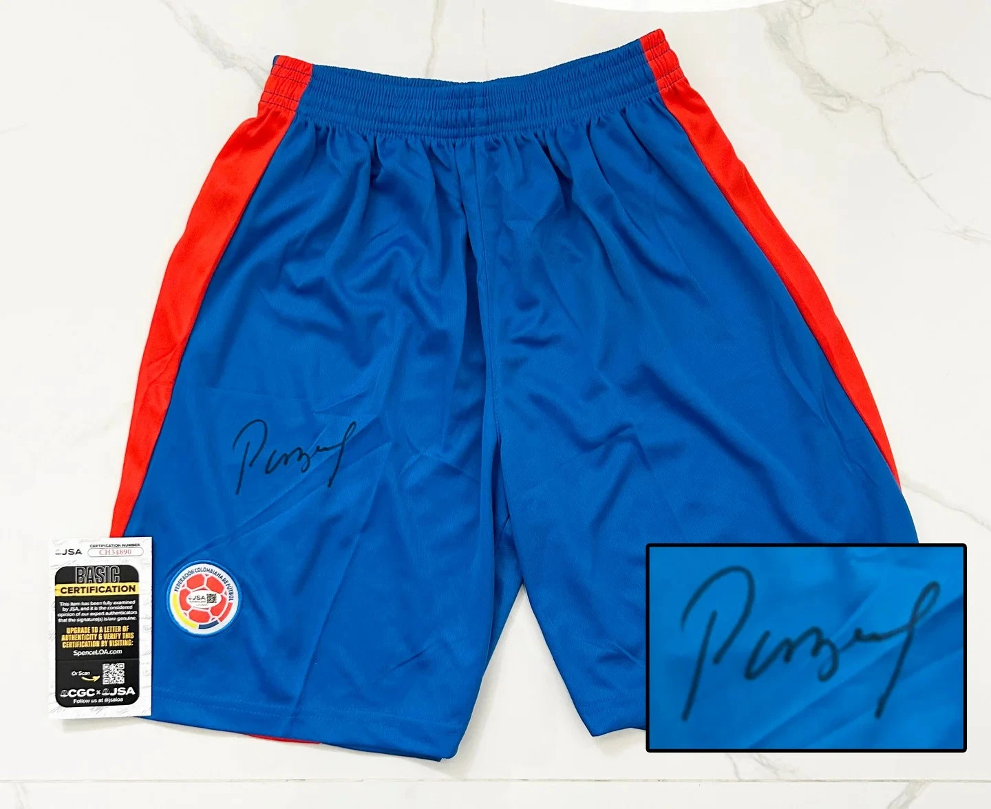 Carlos Pibe Valderrama Signed Shorts Colombia World Cup JSA COA