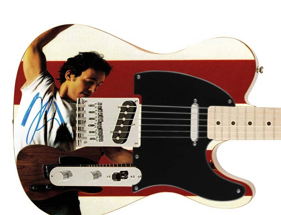 Bruce Springsteen Signed Autographed Born in USA Photo Graphics Fender Guitar