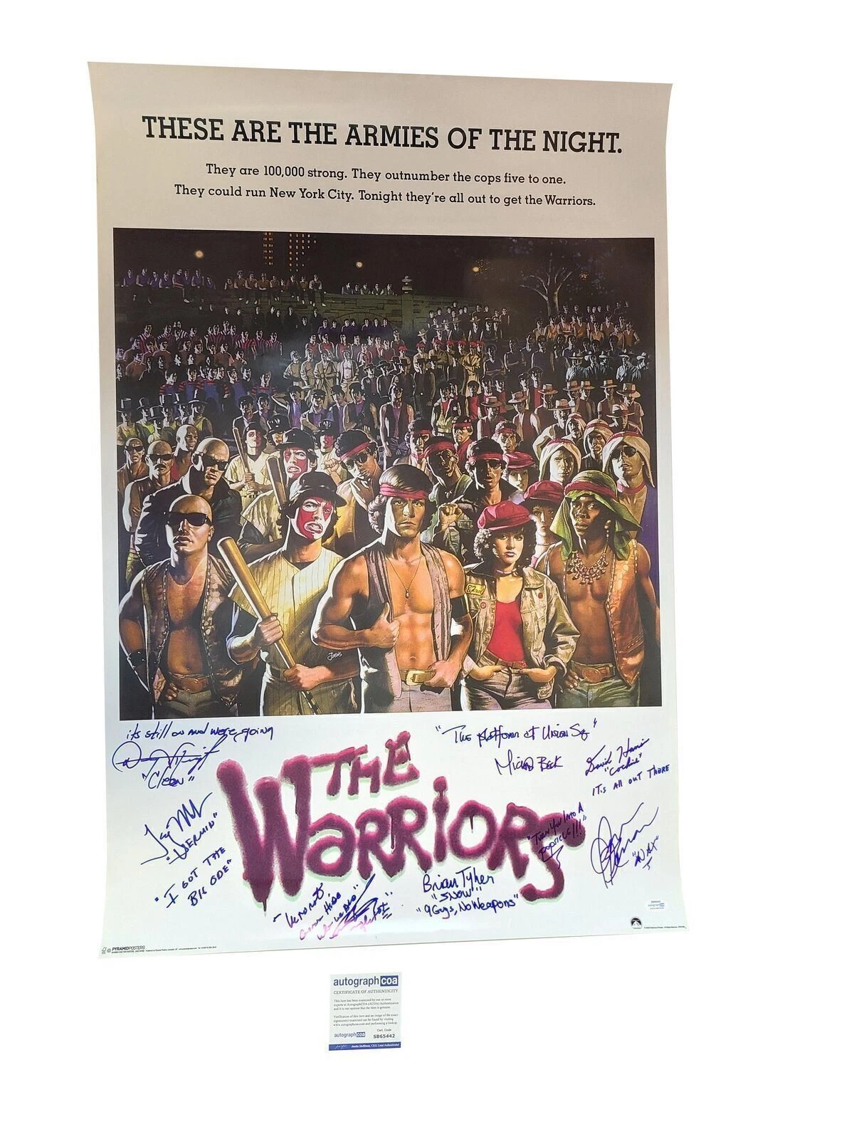 The Warriors Movie Cast Signed Movie Poster w Quotes Exact Proof ACOA