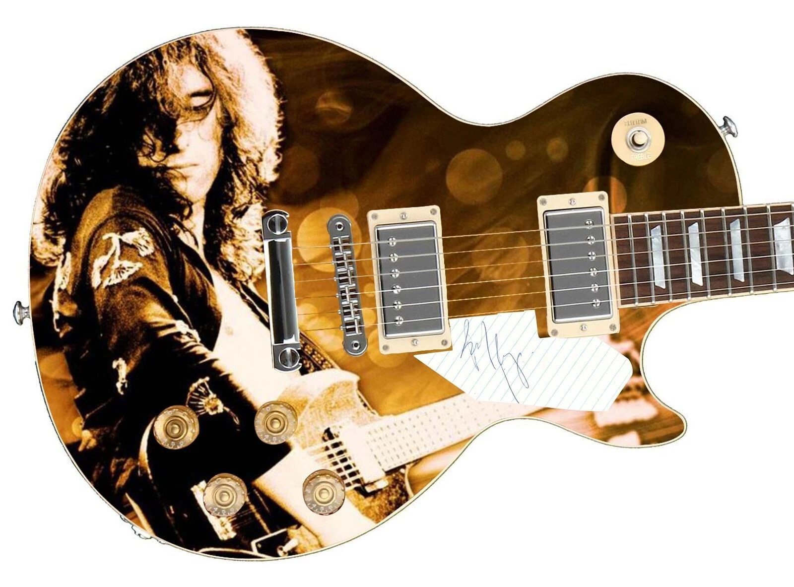 Led Zeppelin Jimmy Page Signed Custom Graphics 1/1 Photo Guitar