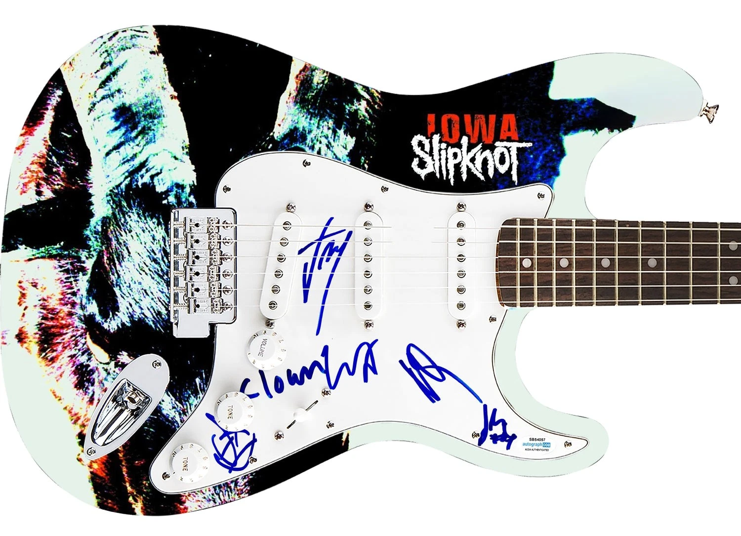 Slipknot Signed Autographed 1/1 Fender Graphics Guitar Exact Video Proof ACOA