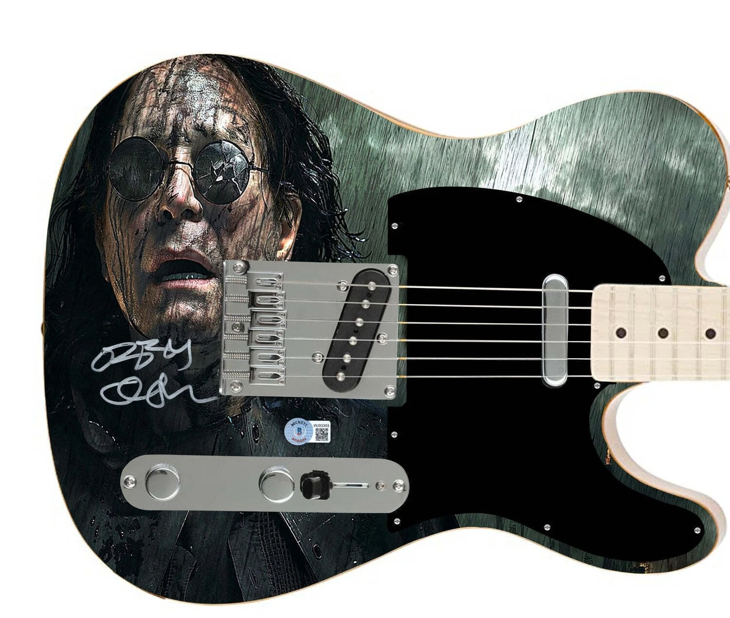 Ozzy Osbourne Autographed Fender Album Lp Cd Art Graphics Photo Guitar BAS Witne