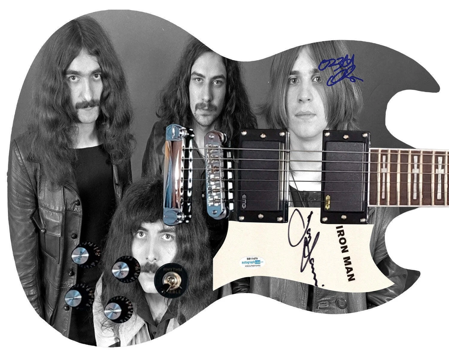 Black Sabbath Signed 1/1 Custom Graphics Photo Guitar BAS Witness ACOA BAS