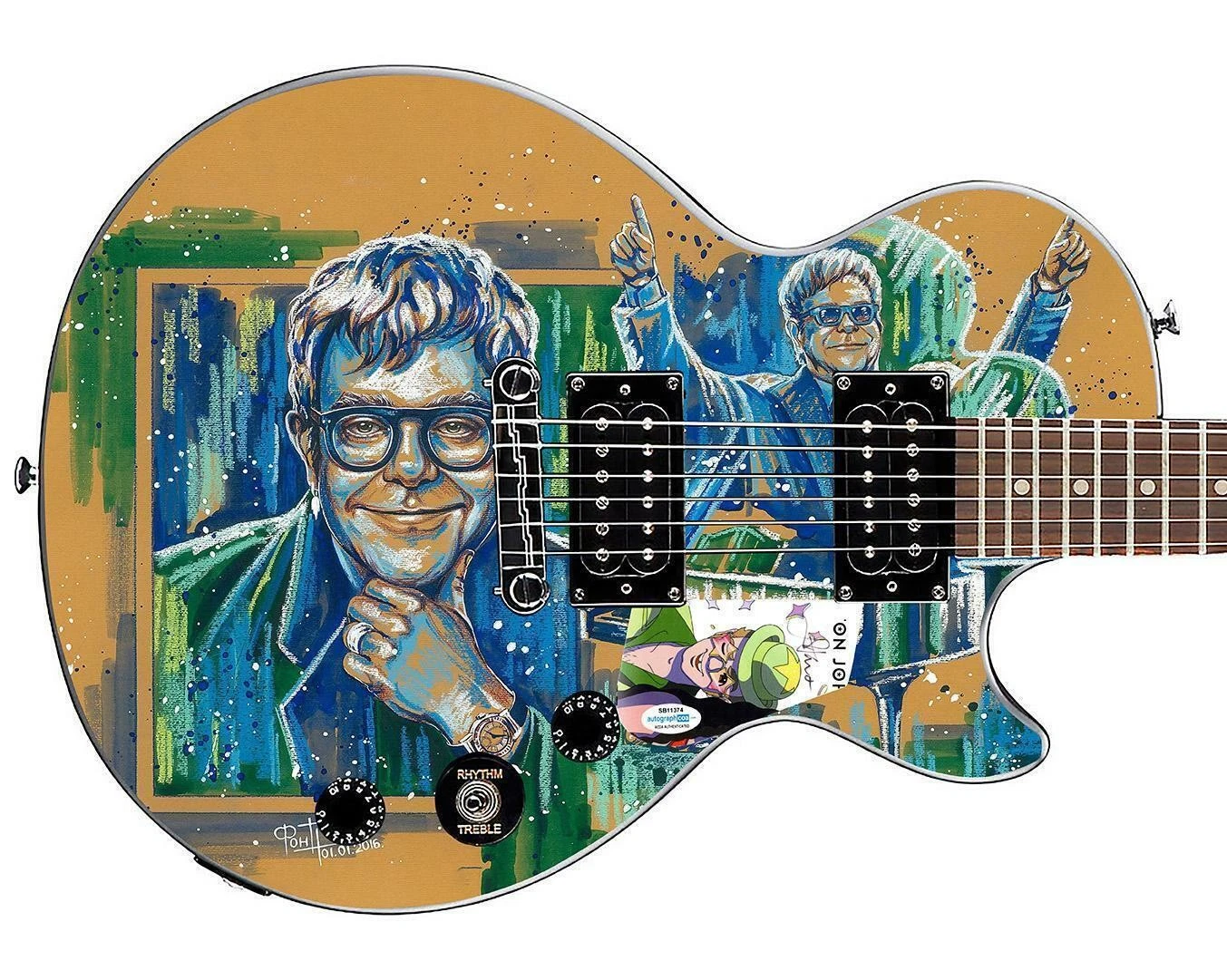 Elton John Live Signed Custom Graphics Gibson Epiphone Guitar ACOA
