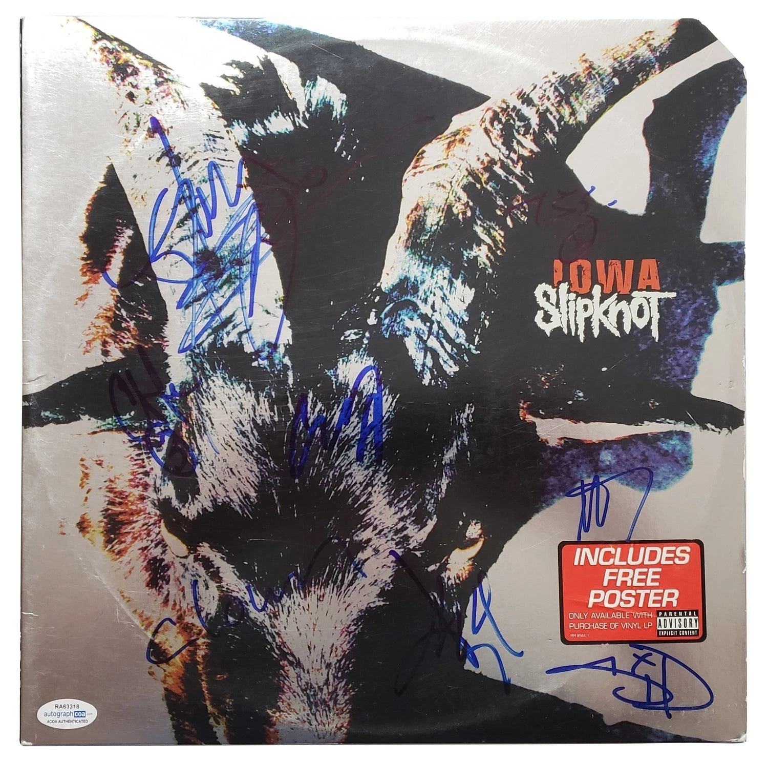 Slipknot Autographed x9 Iowa Album Record LP Joey Jordison Corey Taylor Fehn Clo