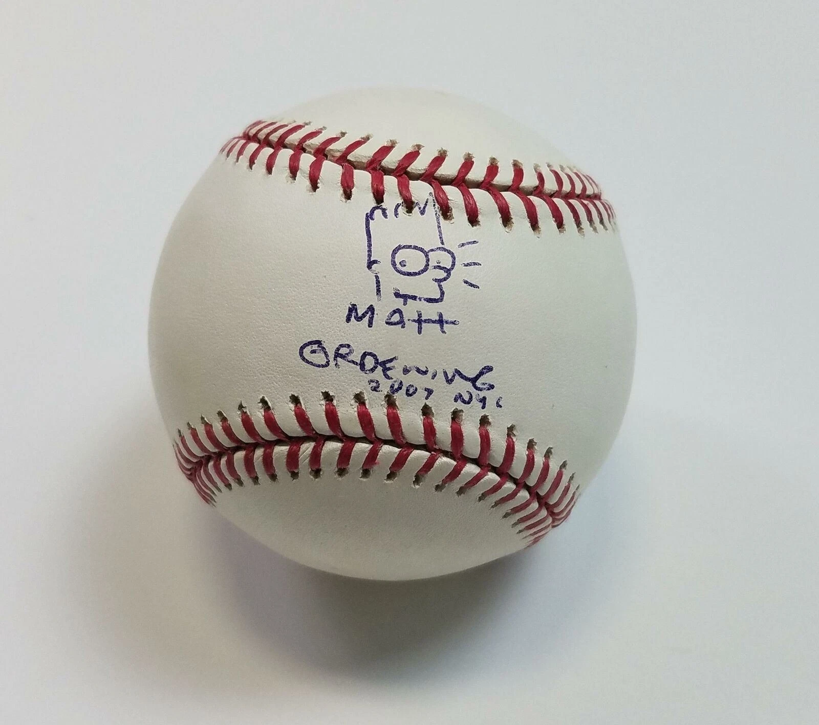 Matt Groening Autographed Baseball ROMLB The Simpsons Bart Simpson Sketch ACOA L