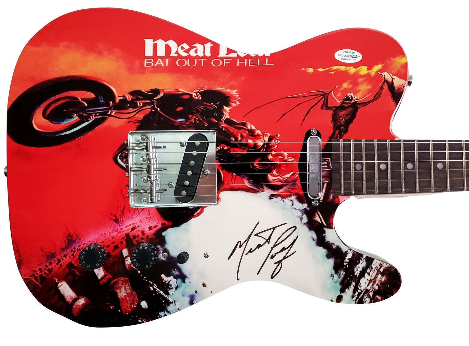 Meat Loaf Autographed Bat Out Of Hell Album LP Graphics Guitar Exact Video Proof