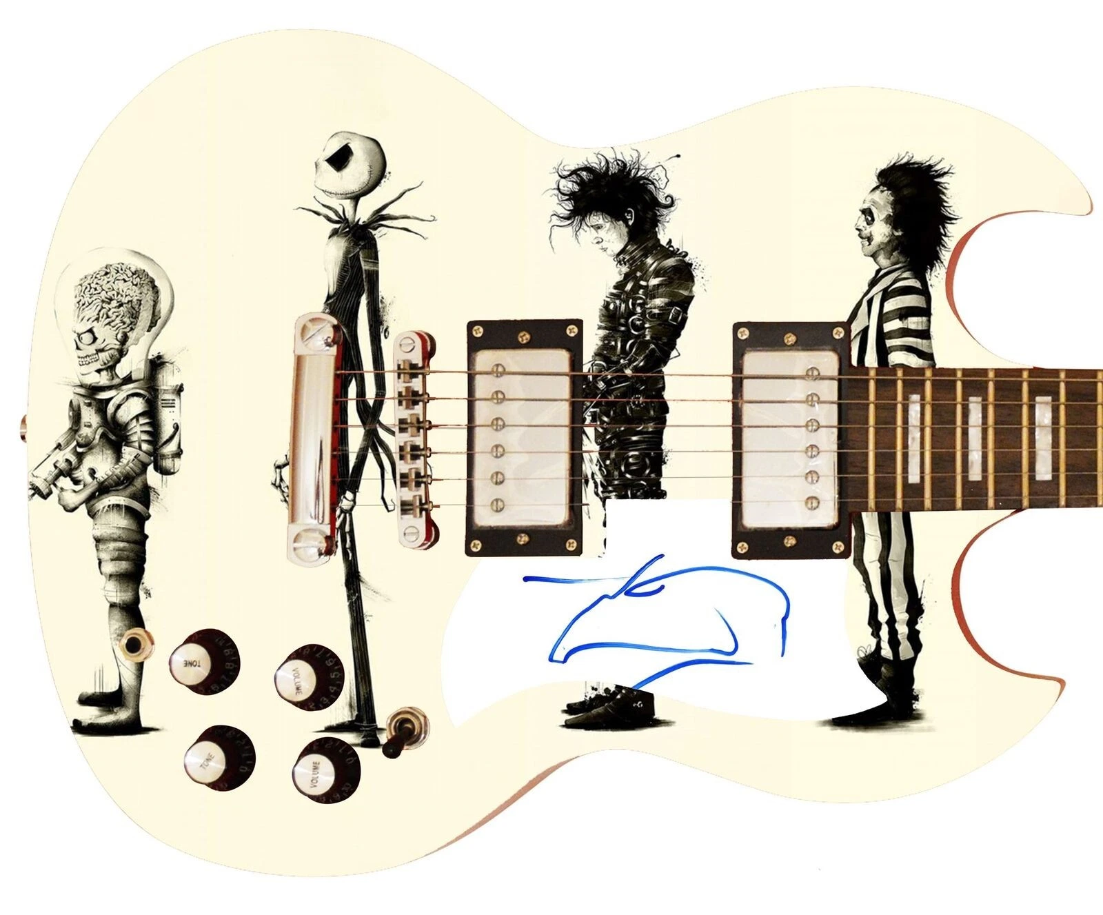 Tim Burton Signed Custom Graphics Movie Photo Guitar