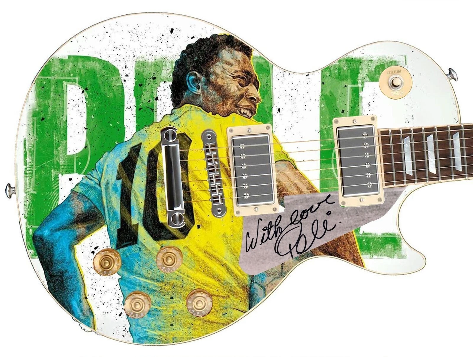 Pele Signed 1/1 Custom Graphics Guitar