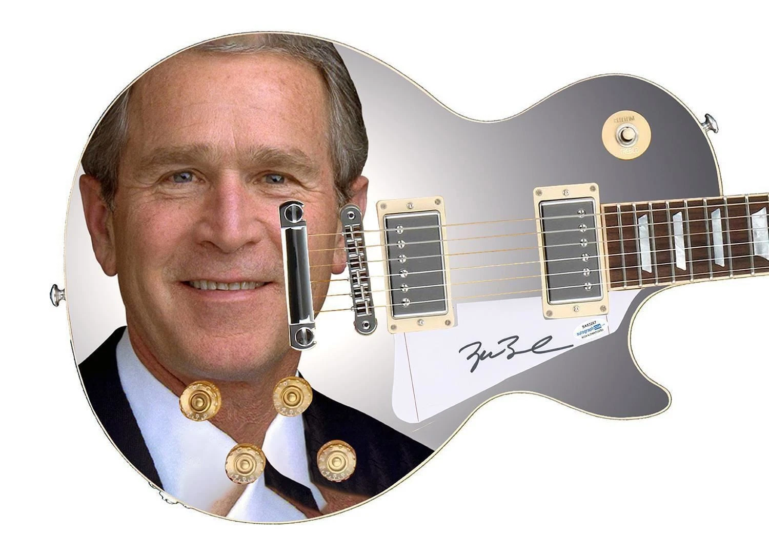 President George W. Bush Signed Custom Graphics Guitar ACOA