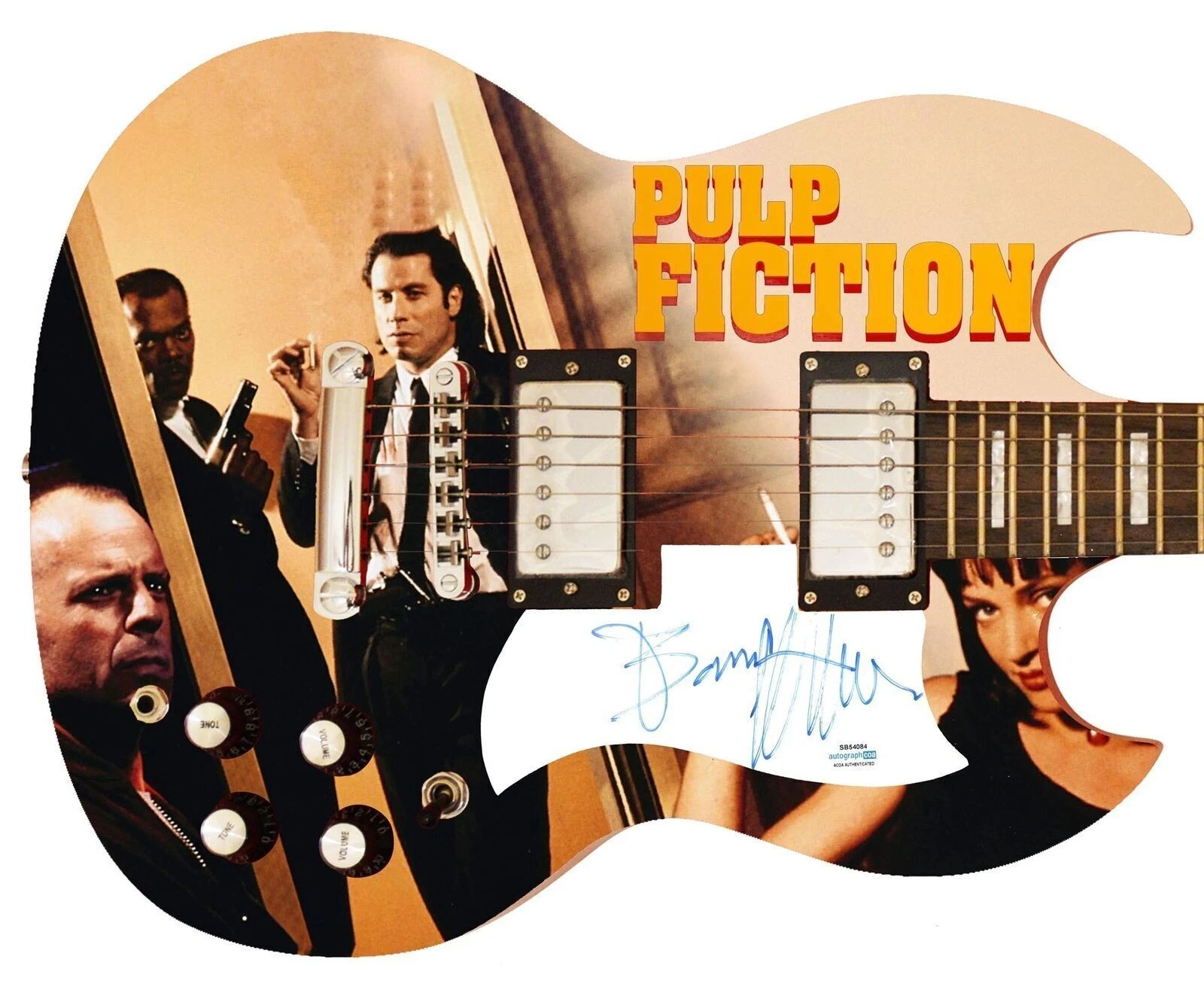 Bruce Willis Pulp Fiction Signed Custom Photo Graphics Guitar ACOA