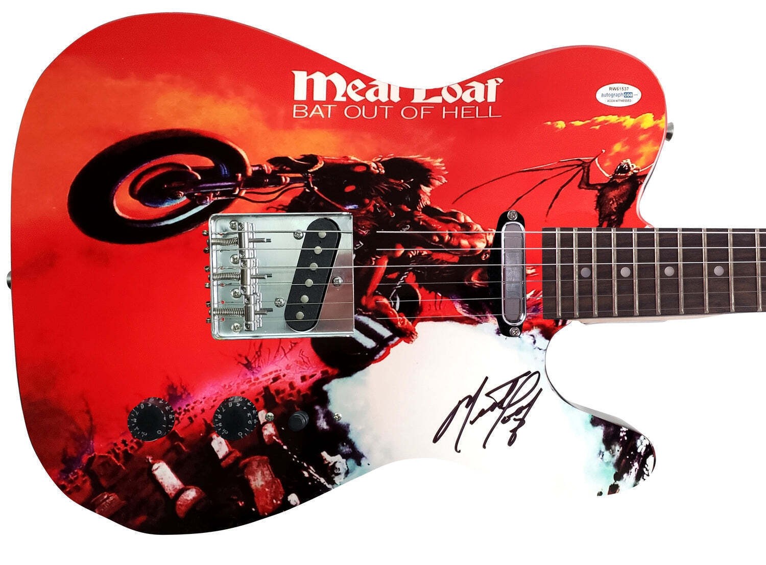 Meat Loaf Autographed Bat Out Of Hell Album LP Graphics Guitar Exact Video Proof