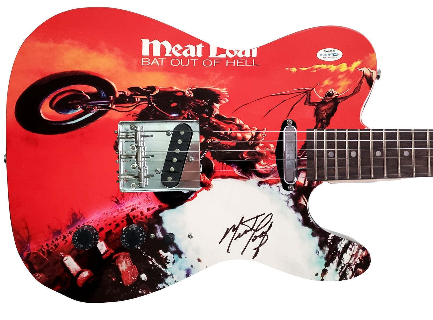 Meat Loaf Autographed Bat Out Of Hell Album LP Graphics Guitar Exact Video Proof