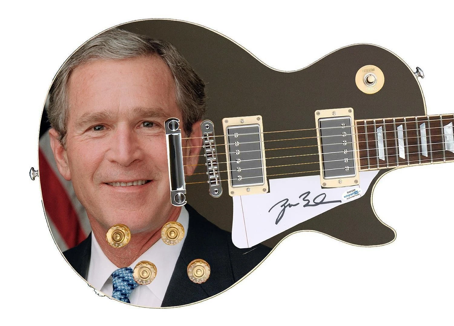 President George W. Bush Signed Custom Graphics Guitar ACOA