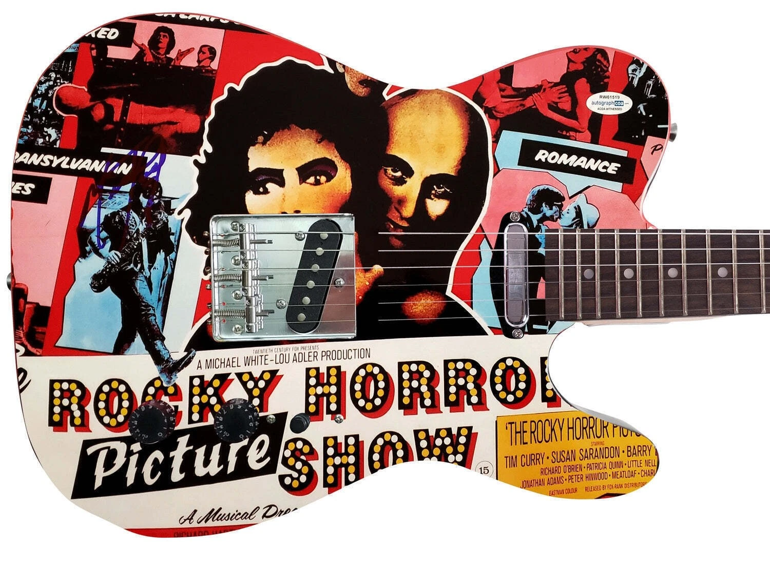Meat Loaf Autographed Rocky Horror Graphics Guitar Exact Video Proof ACOA Witnes