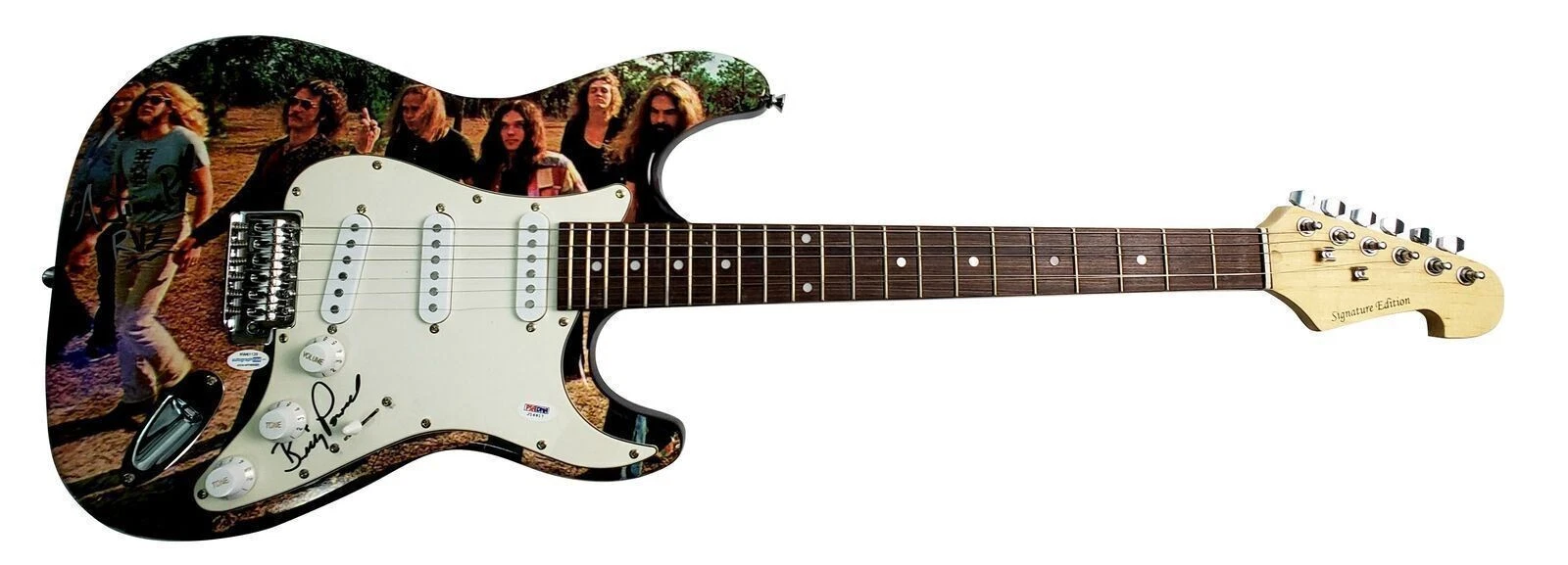Lynyrd Skynyrd Artimus Pyle Signed Autographed Graphics Photo Guitar