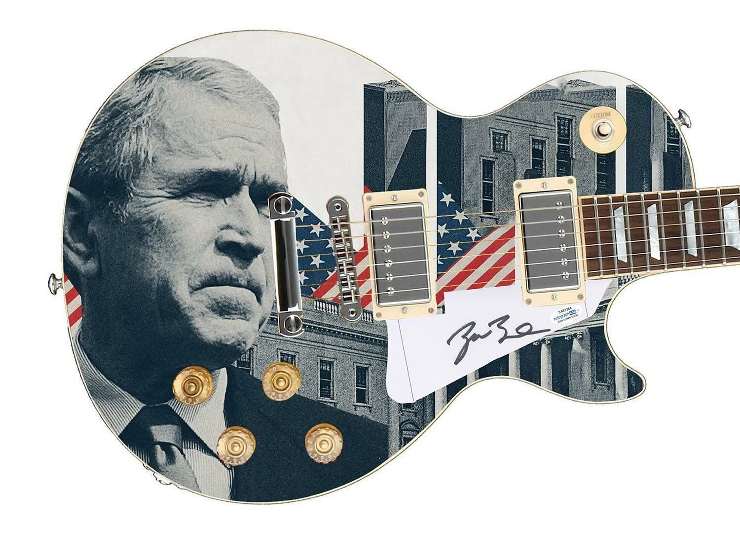 George W Bush Signed Autographed Photo Graphics Guitar ACOA ACOA