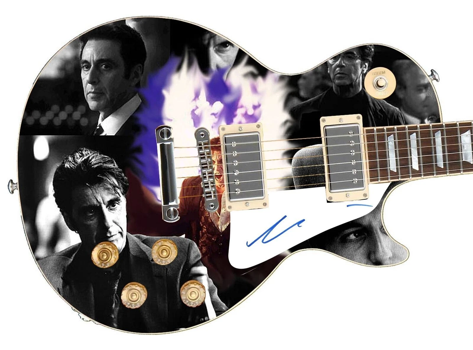 Al Pacino Signed Custom Graphics 1/1 Photo Guitar