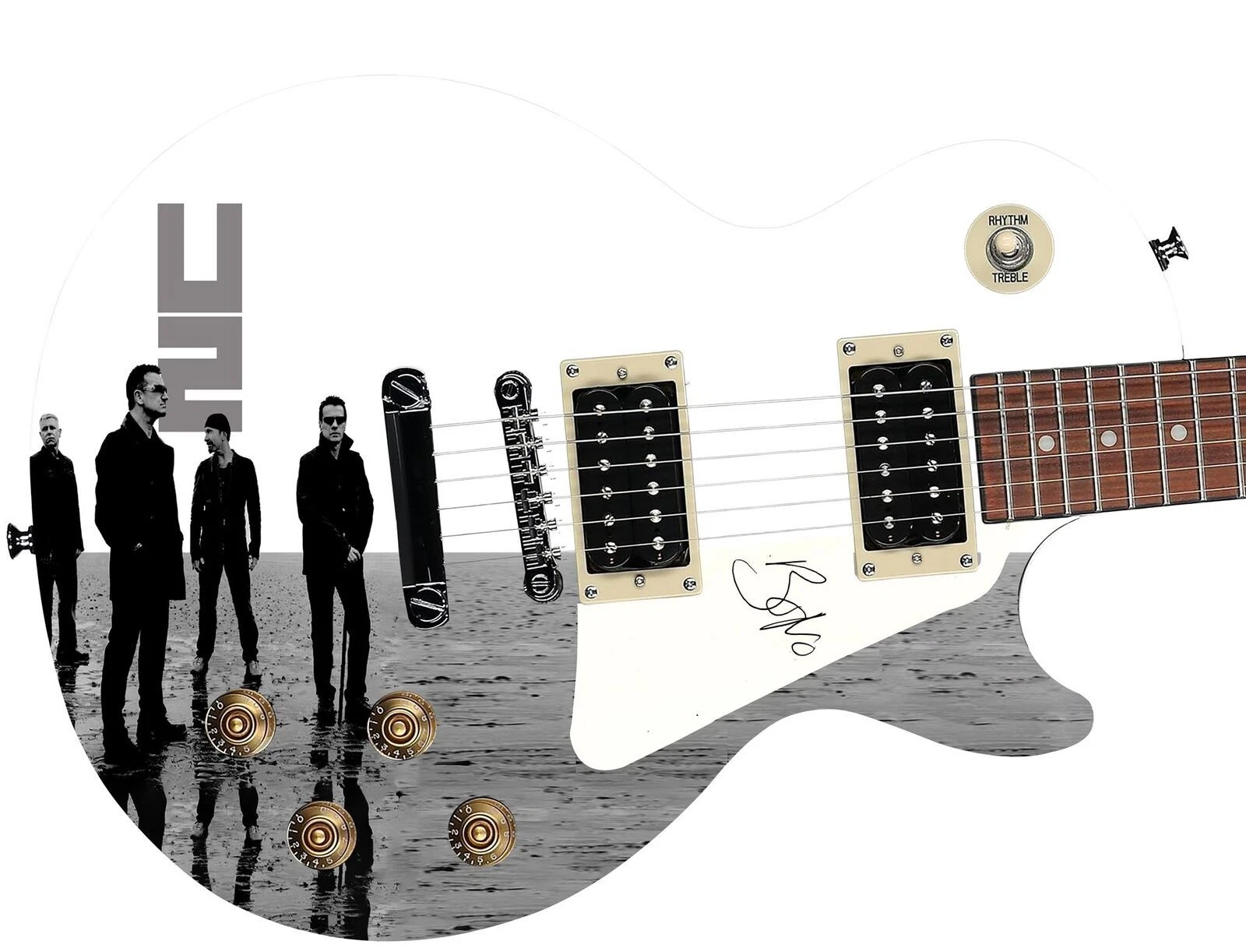 U2 Bono Autographed Gibson Epiphone Les Paul Graphics Guitar