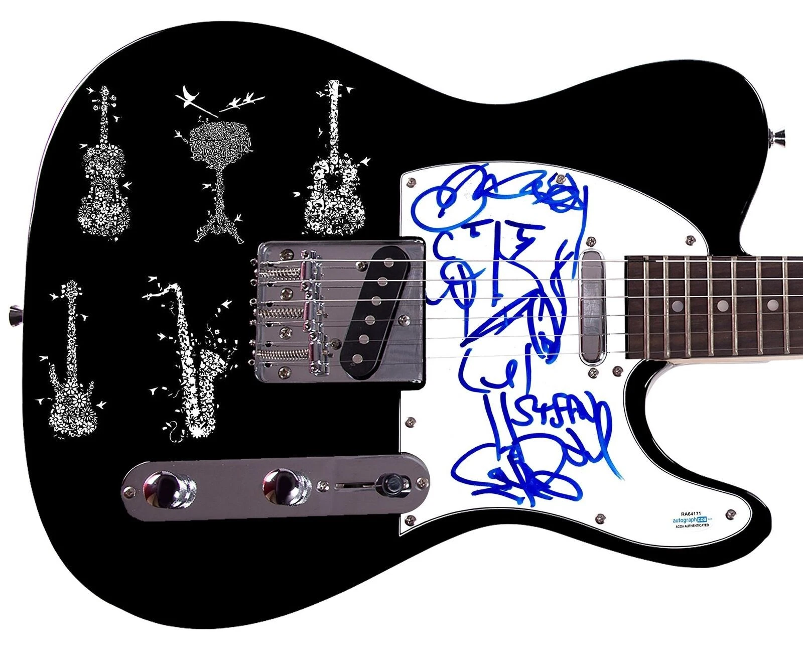 The Dave Matthews Band Stefan Lessard Signed Graphics Guitar w Sketch ACOA