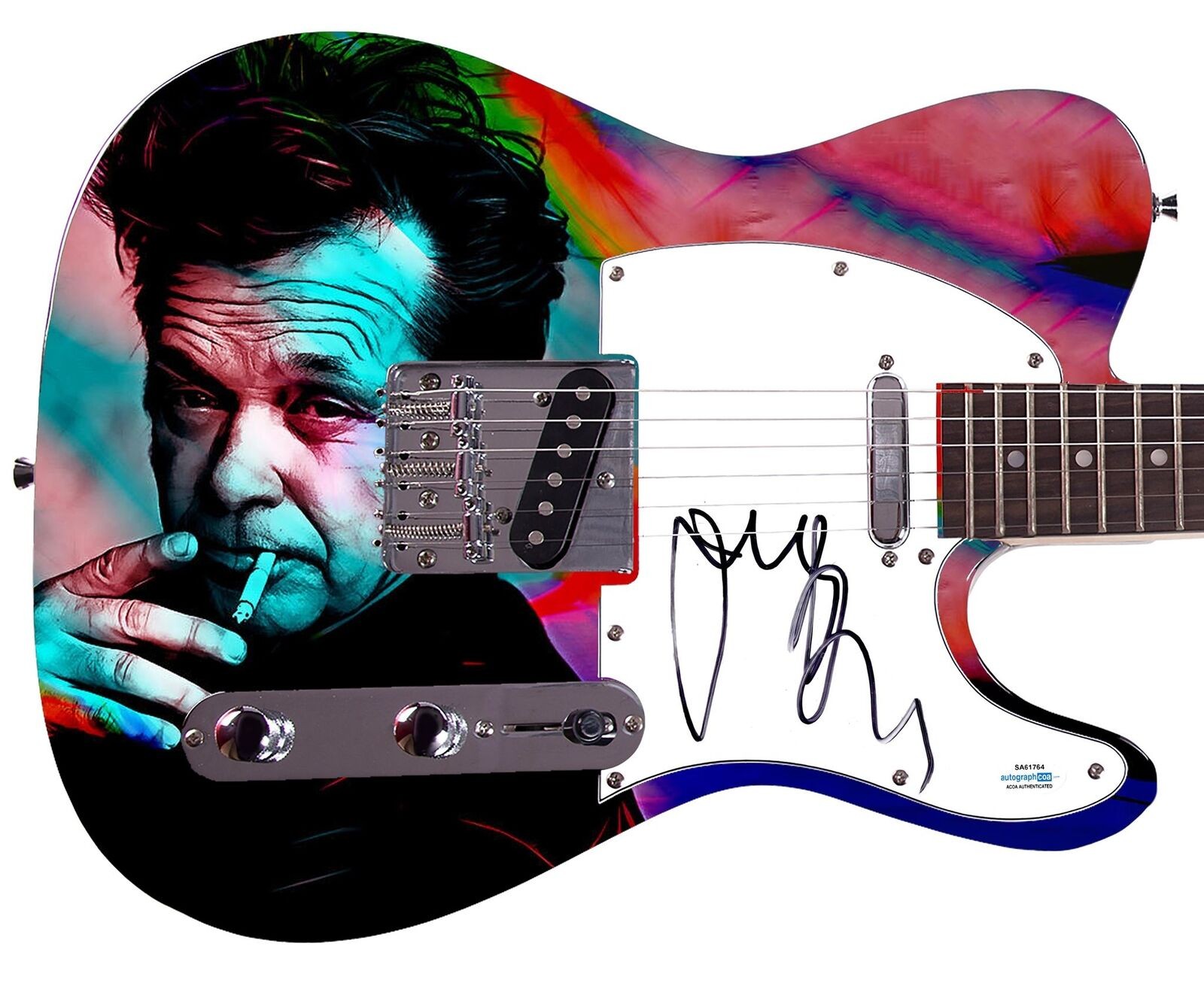John Cougar Mellencamp Signed Custom 1/1 Graphics Photo Guitar ACOA