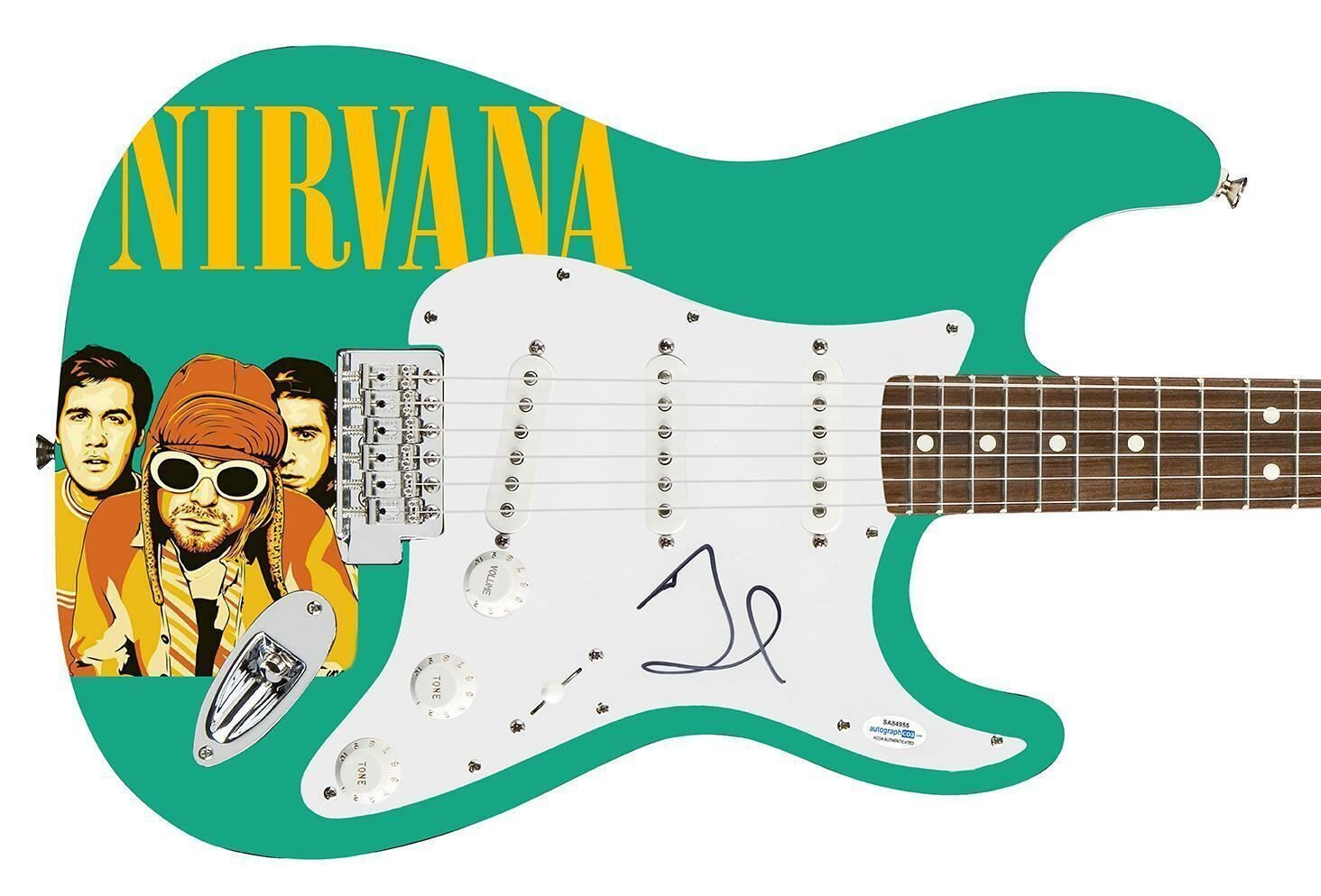 Nirvana  Dave Grohl Signed Autographed Custom Photo Graphics Guitar ACOA ACOA