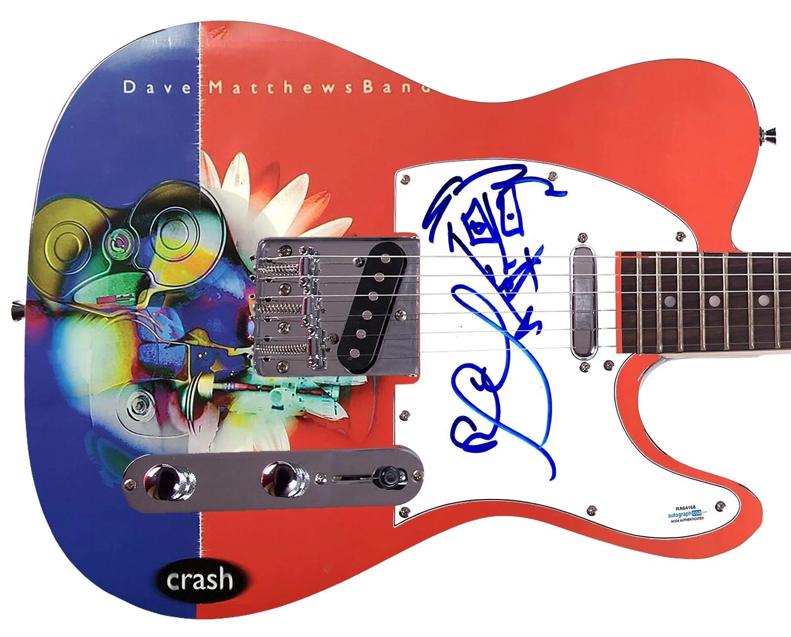 The Dave Matthews Band Stefan Lessard Signed Graphics Guitar w Sketch ACOA
