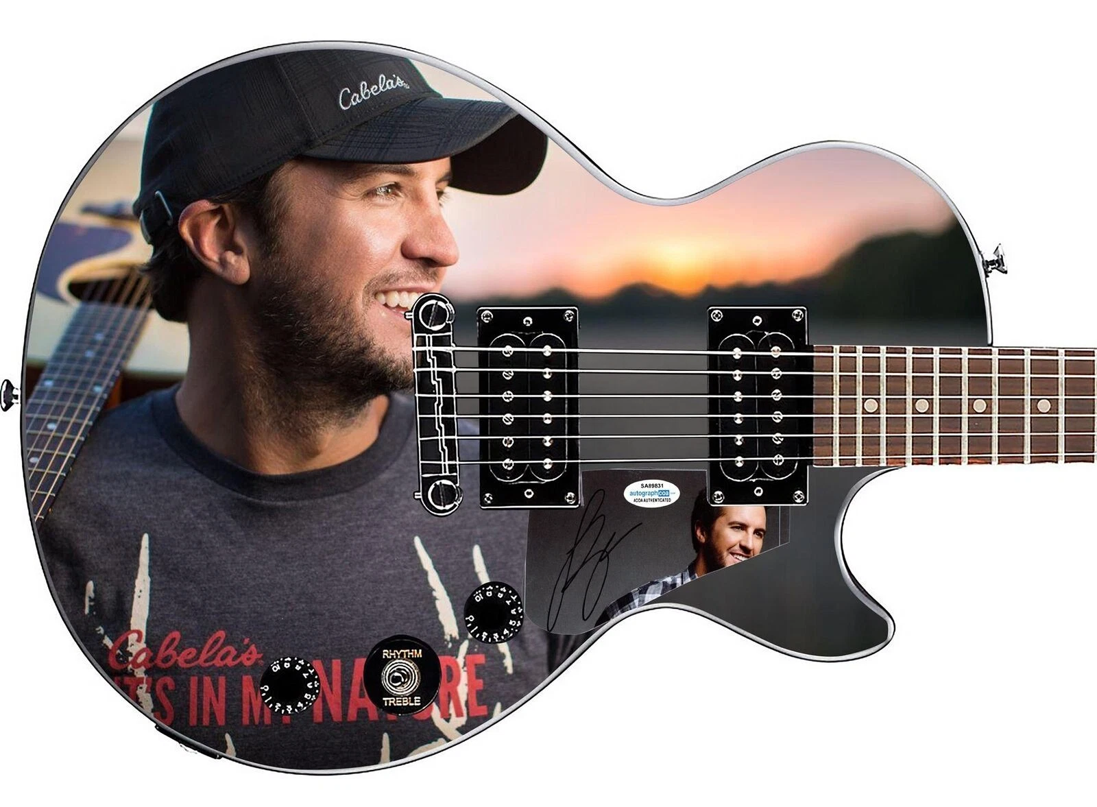Luke Bryan Signed Epiphone 1/1 Custom Graphics Guitar ACOA
