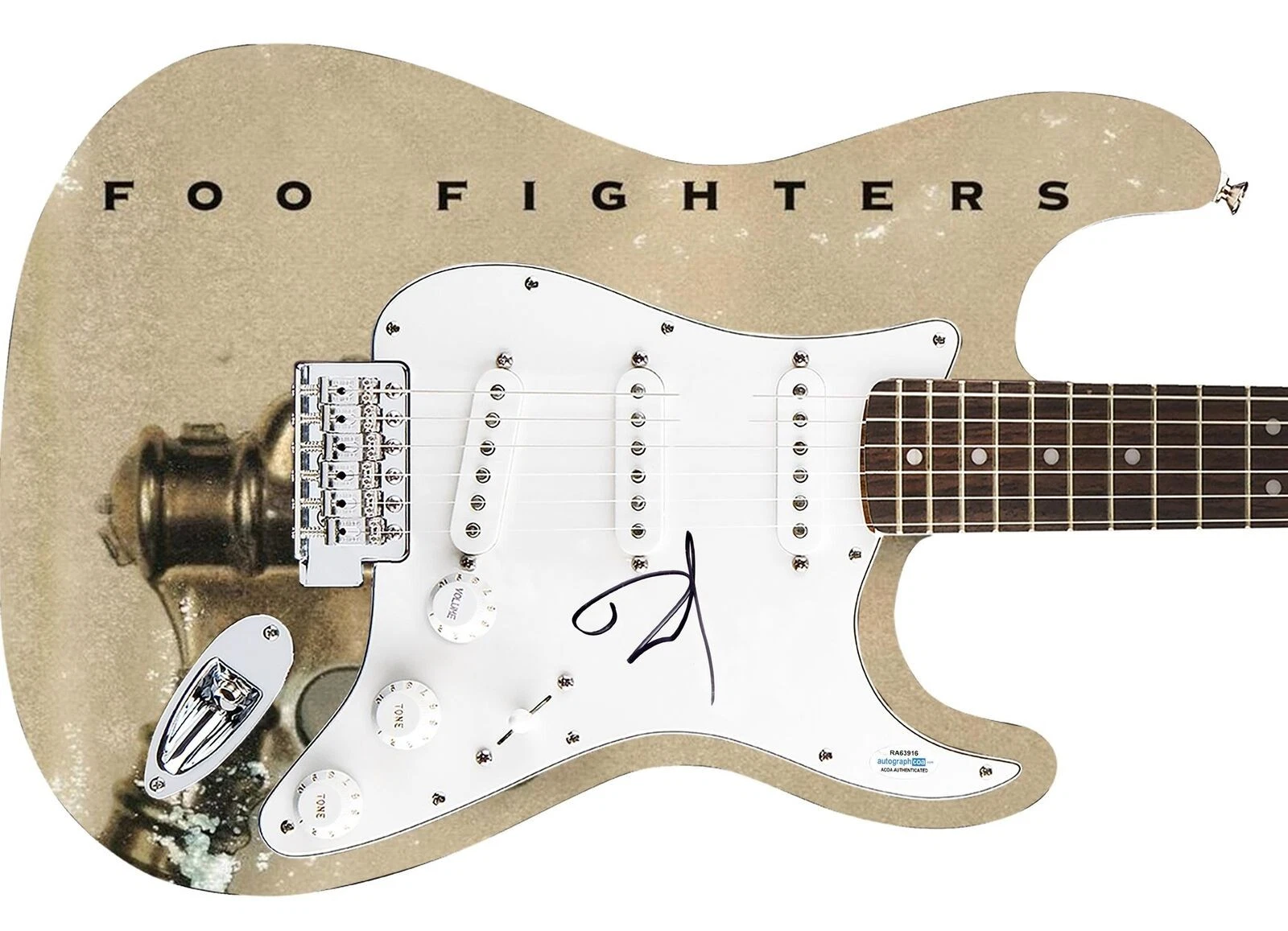 Foo Fighters Dave Grohl Autographed 1/1 Graphics Photo Self-Titled Album Guitar
