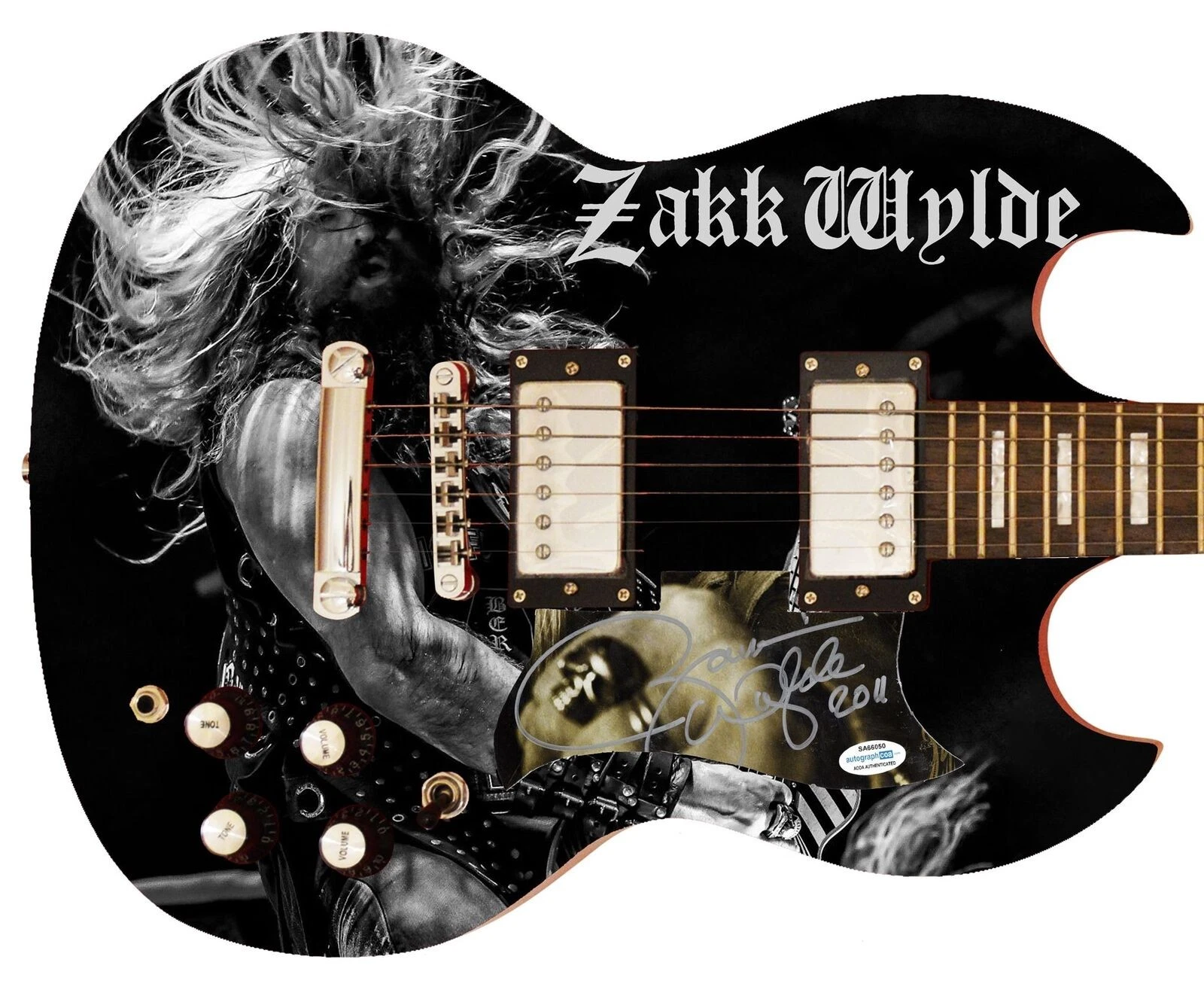 ZAKK WYLDE SIGNED CUSTOM GRAPHICS PHOTO GUITAR ACOA COLLECTIBLE MEMORABILIA