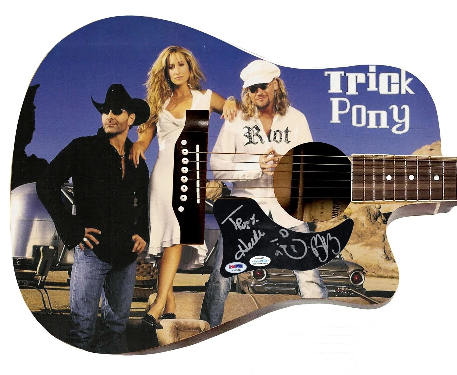 Trick Pony Signed 1:1 Signature Edition Graphics Photo Guitar ACOA PSA