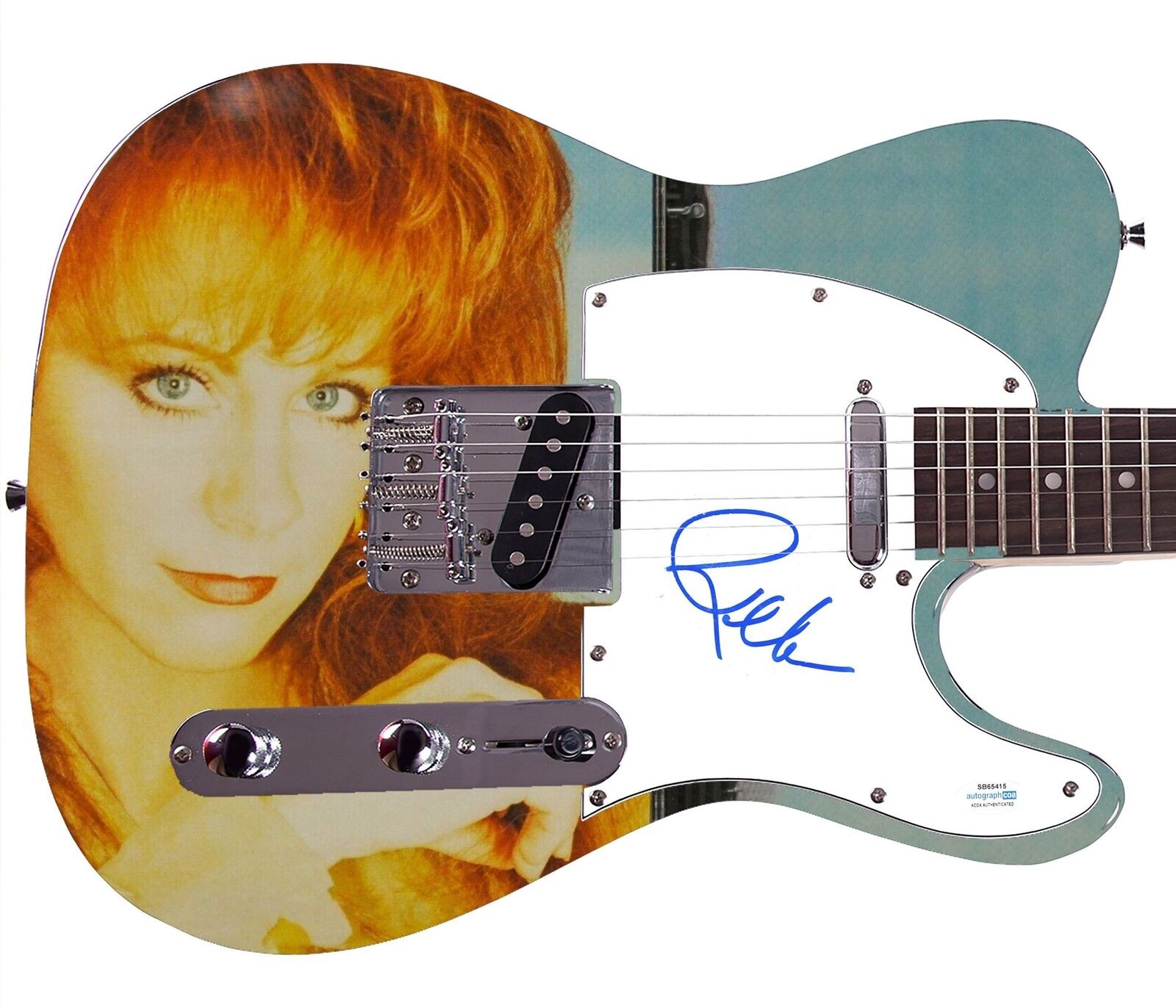 Reba McEntire Signed 1/1 Custom Graphics Guitar ACOA