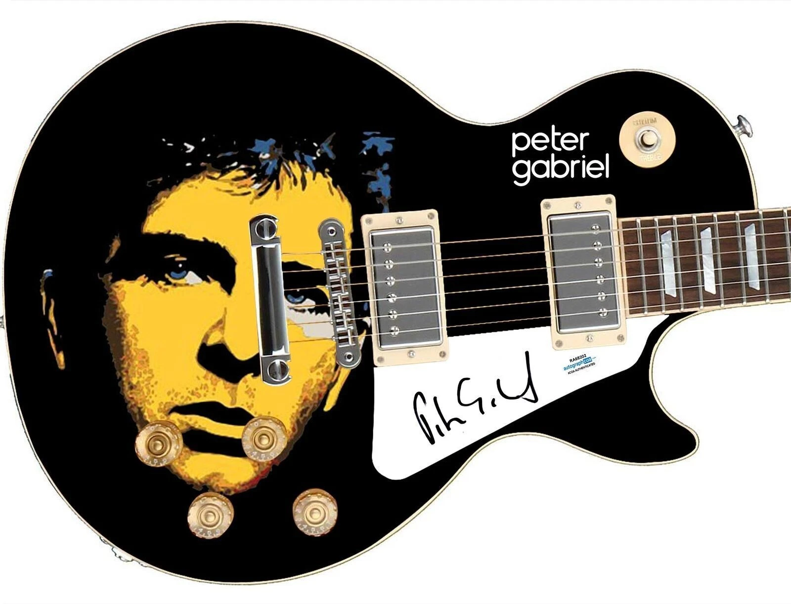 Peter Gabriel Signed Autographed 1/1 Custom Graphics Photo Guitar ACOA
