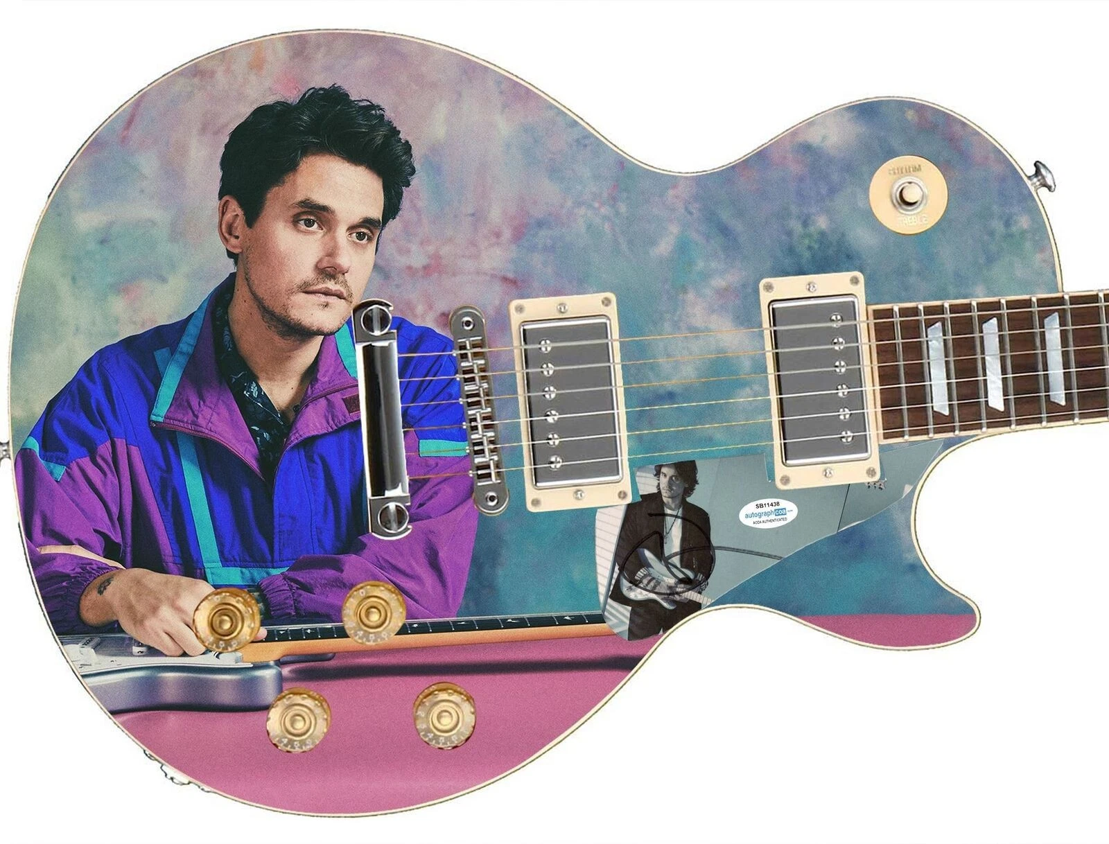 John Mayer Epiphone Autographed Custom Photo Graphics Guitar ACOA