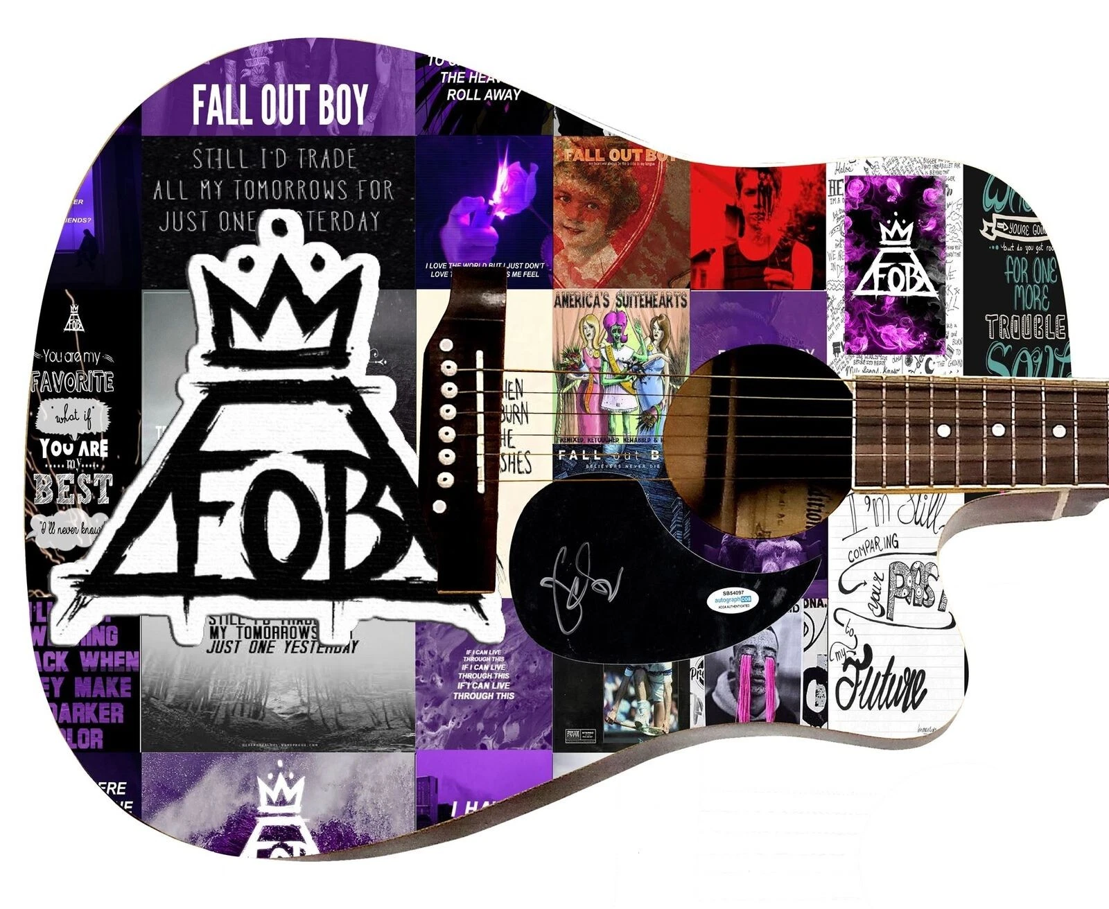 Fall Out Boy Pete Wentz Signed 1:1 Signature Edition Graphics Photo Guitar