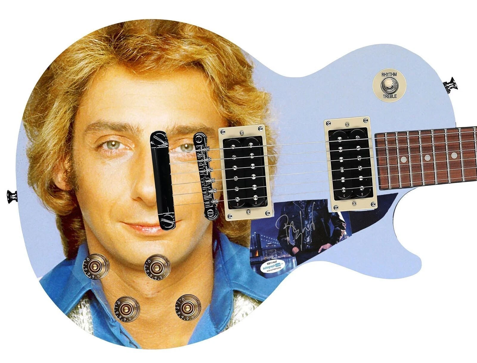 Barry Manilow Epiphone Autographed Custom Photo Graphics Guitar ACOA