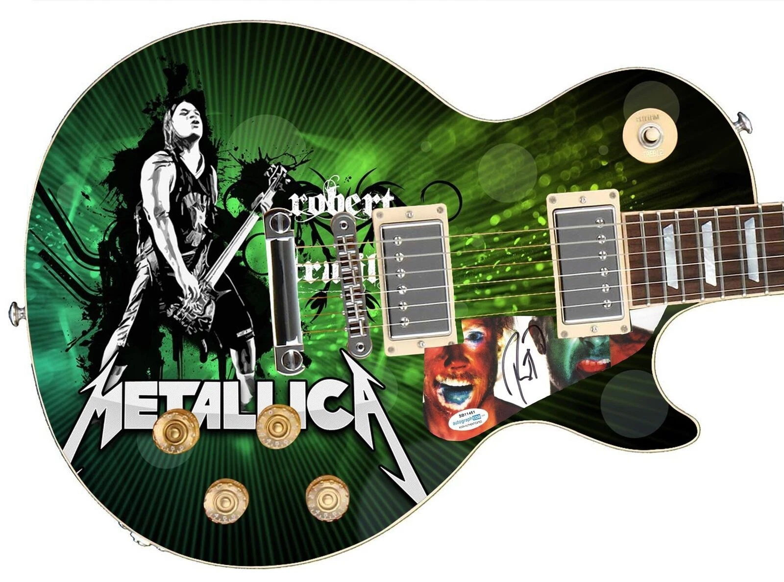 Metallica Robert Trujillo Signed Autographed Custom Photo Graphics Guitar ACOA