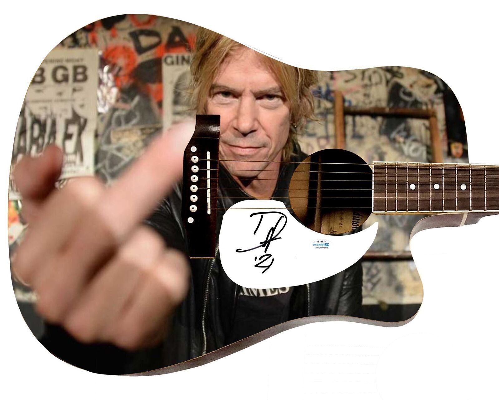 Guns N Roses Duff McKagan Signed Custom Graphics Photo Guitar ACOA