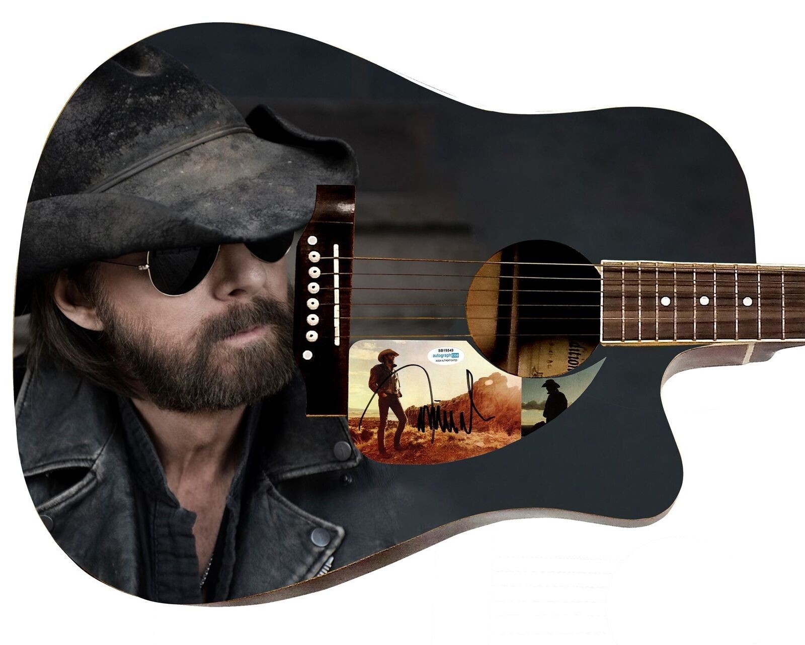 Brooks & Dunn Ronnie Signed Custom Graphics Photo Guitar ACOA