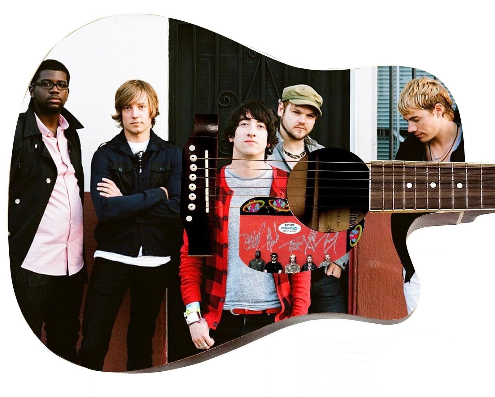 Plain White T?s Signed Custom Graphics Photo Guitar ACOA