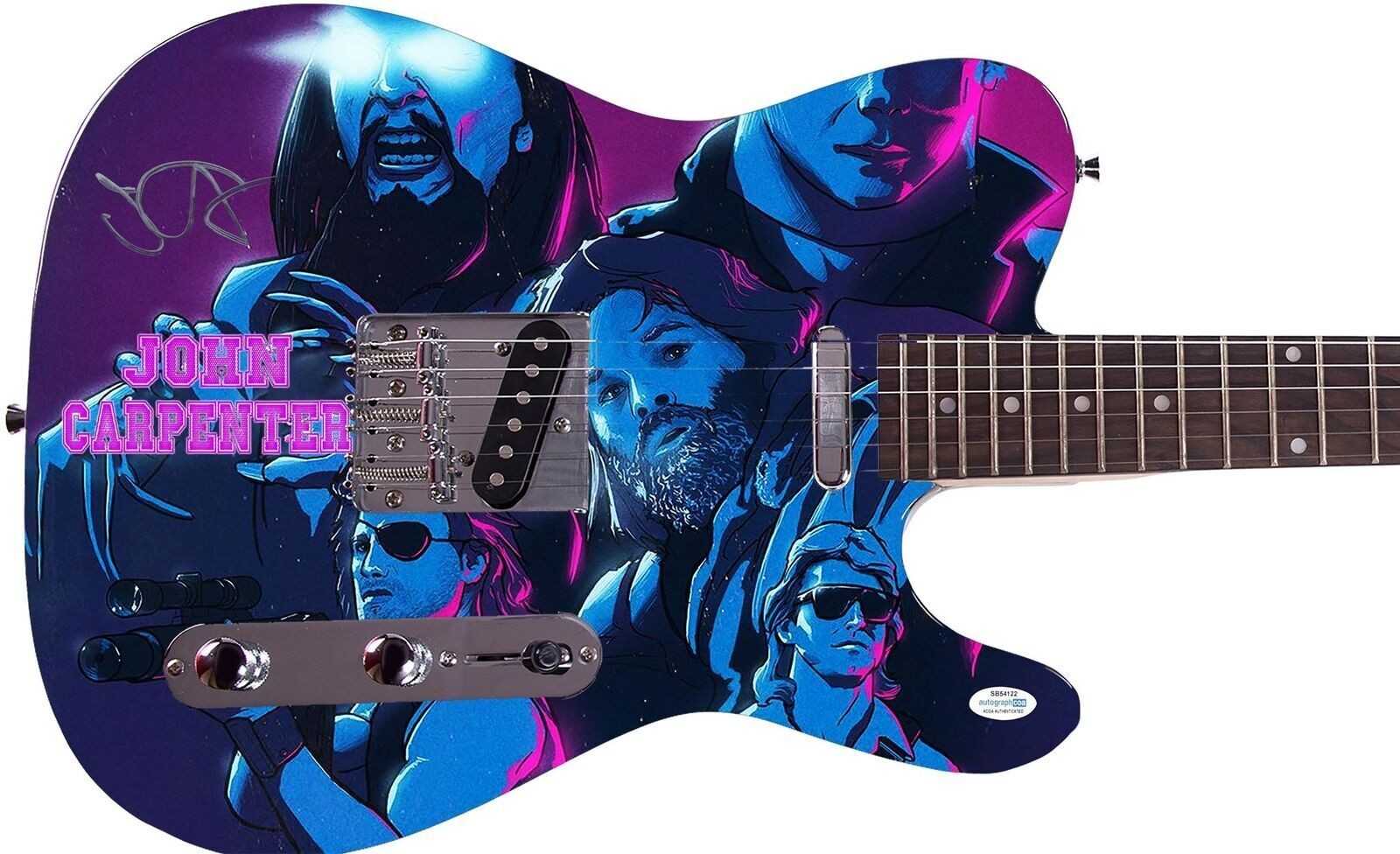 John Carpenter Signed Custom Graphics Photo Guitar ACOA