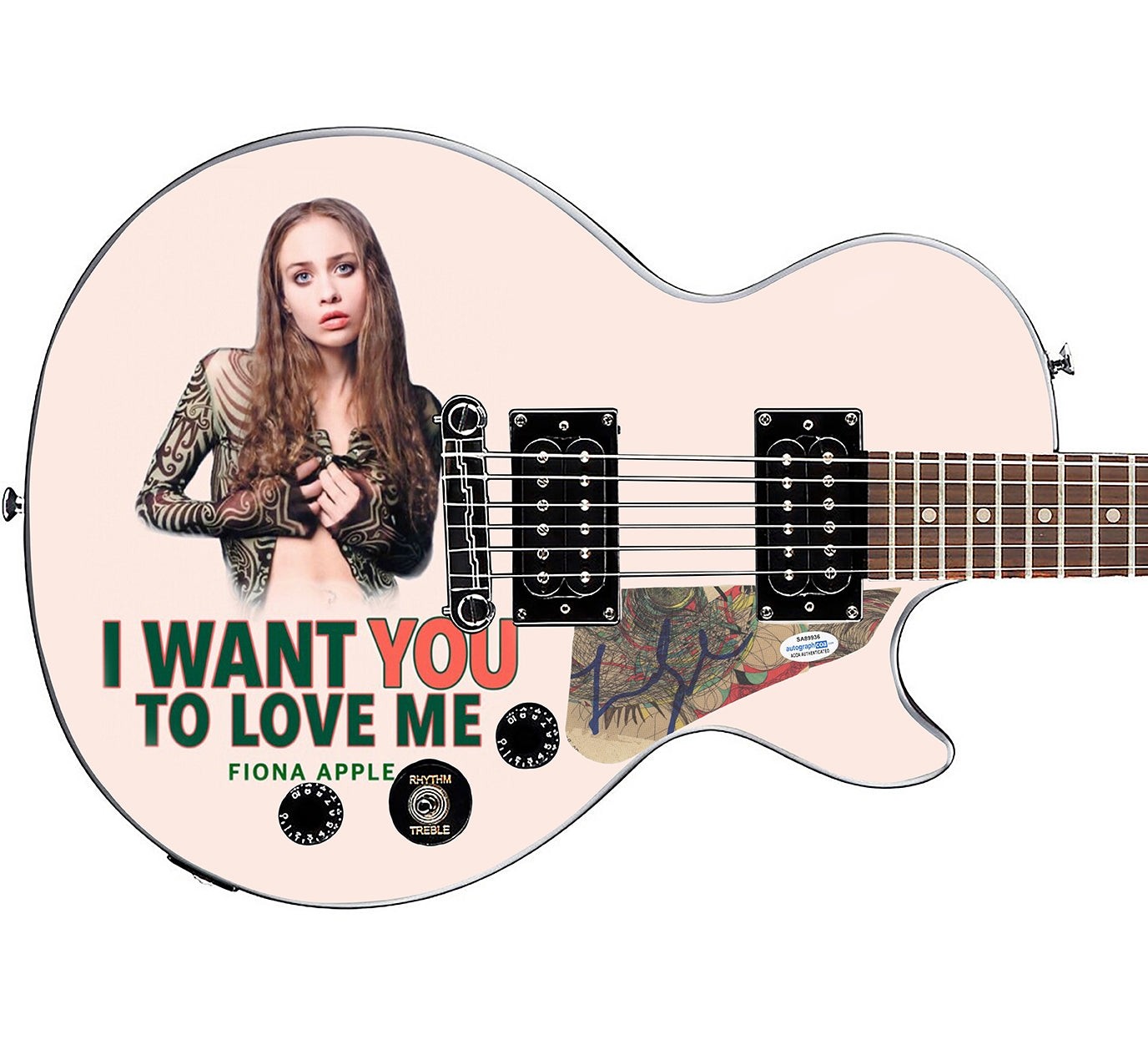 Fionna Apple Signed Gibson Epiphone Les Paul Photo Graphics Guitar ACOA